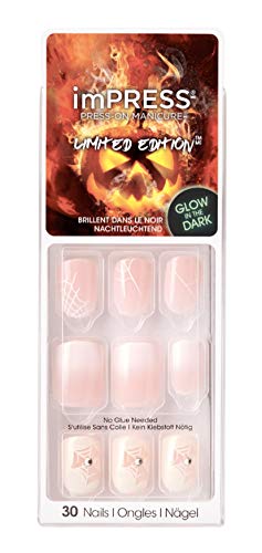 Kiss ImPress Press-On Manicure Short Length Pink Ombre Nails HBIPD67 Are You There Halloween Limited Edition Glow-in-the-Dark Nails