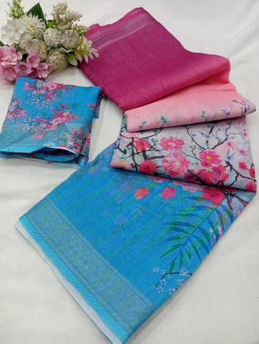 Image of C J Enterprise Women Banarasi Kanjivaram Style Linen Saree