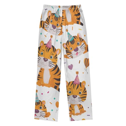 Birthday Tiger Love Heart Boys Long Pants Soft Trousers Elastic Waist Kids Lounge Bottoms with Pockets S-XL2