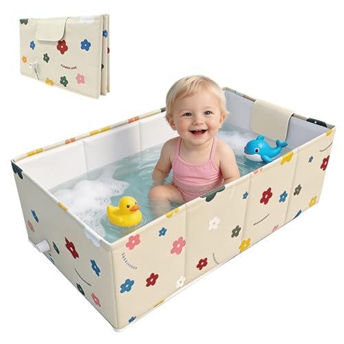 COBOPANDA 5-Layer Anti-Tear Foldable Baby Bathtub with Drain Plug