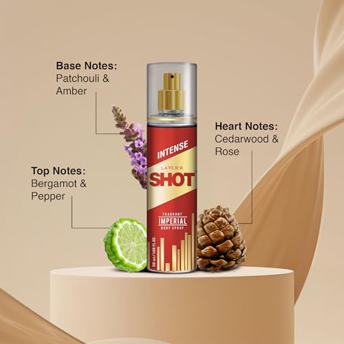 Image of Layer'r Shot Gold Imperial & Gold Iconic Body Spray Combo for Men, Pack of 4 (4x50ml) | Long-Lasting Fresh Ozonic Citrus & Spicy Woody Fragrance | Travel Size Deodorant | IFRA Certified
