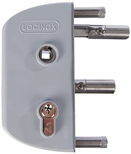 Locinox LAKZ4040P1L7040VCAP Serrure de porte à grilles LAKZ4040 P1L pour tube carré de 40 mm en aluminium RAL7040 Argenté