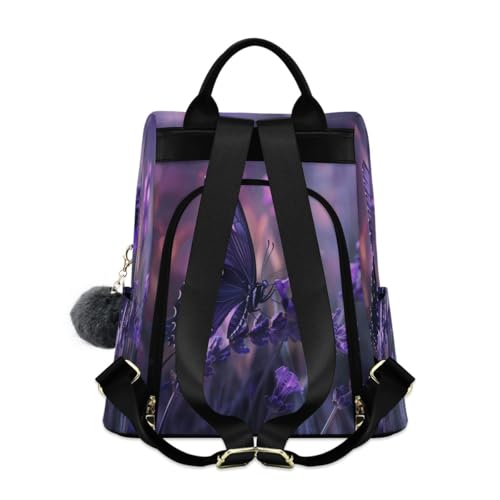 Image of SUABO Butterfly Purple Flower5 Women Backpack Purse Anti-theft Casual Shoulder Bag Fashion Ladies Bags