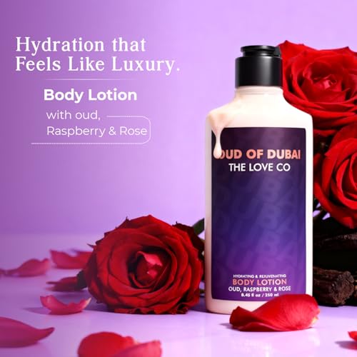 Image of THE LOVE CO. Oud of Dubai Body Lotion for Women 250ml | Floral Fragrance | Deep Moisturizing, Non-Sticky Formula | Luxury Body Care Gift