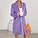 Women Flannel Zipper Robe Soft Cozy Long Sleeve Fall Winter Nightgown Warm Solid Color Housecoat Fashion Loungewear S-XL Purple