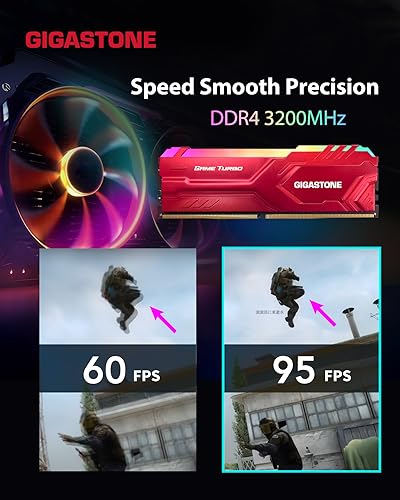 Image of 【RGB DDR4 RAM】 GIGASTONE Game Turbo 32GB Kit (2x16GB) DDR4 3200MHz PC4-25600 CL 16-18-18-40 Intel XMP 2.0 AMD Ryzen 1.35V UDIMM 288 Pin Unbuffered Non ECC High Performance Gaming Desktop Memory - Red