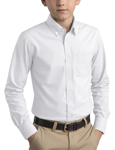 Camisa de vestir Spring&Gege de manga larga, de algodón, para niños (3-14 años), blanco, 7-8 años