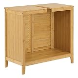 Bambusowa szafka pod umywalkę, 60 x 67 x 30 cm, szafka łazienkowa z 2 drzwiami, umywalka z 4 nóżkami