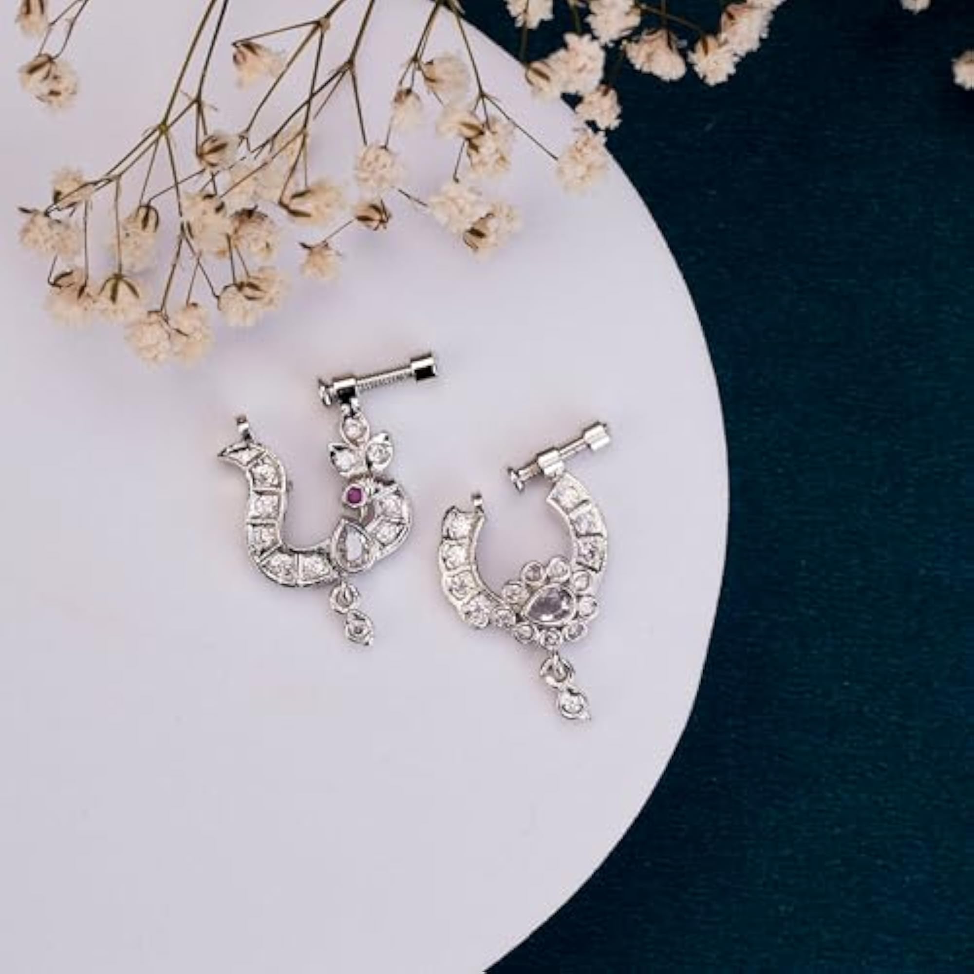 Women's Dazzling Bird-Shaped Rhodium Plated Combo Nose Pin