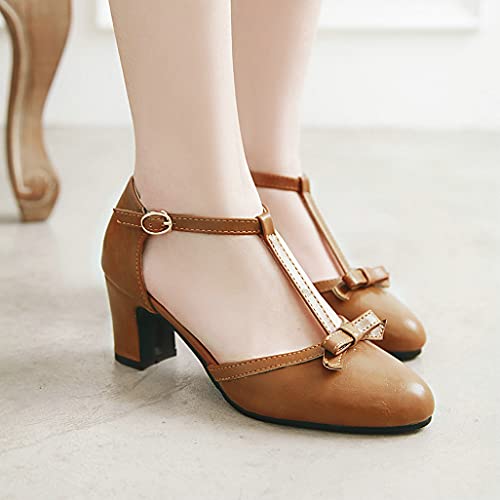 Shinelly Women Vintage T-Strap Mary Jane Pumps Round Toe Chunky Block Heel Classic Vintage Dress Shoes3
