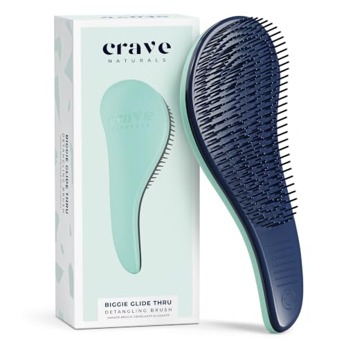 Crave Naturals Biggie Glide Thru Hair Brush – Detangler Brush for Curly, Straight, Wet or Dry Hair – Gentle Detangling Brushes for Adults, Kids, Toddlers – Hair Accessories for Women, 8.4″x3.4″ – Mint