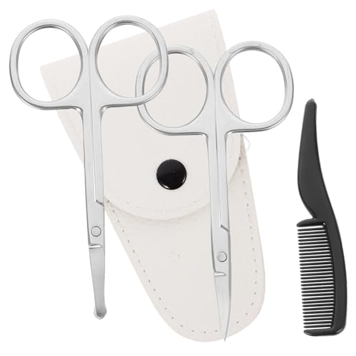 minkissy Beard Scissors Set Precision Nose Hair Trimmer Eyebrow Scissors Comb Barber Accessories Kit for Men