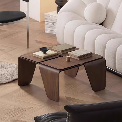 Farmhouse Coffee Table Mid Century Modern Square Coffee Table for Living Room Rustic Walnut Wood Center Table for Small Space Office Apartment, 31.5''W×15.4''H Walnut