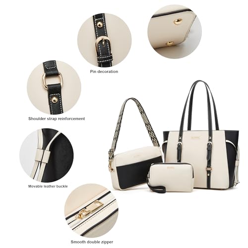 Image of Women Fashion Synthetic Leather Handbags Tote Bag Shoulder Bag Top Handle Satchel Purse Set