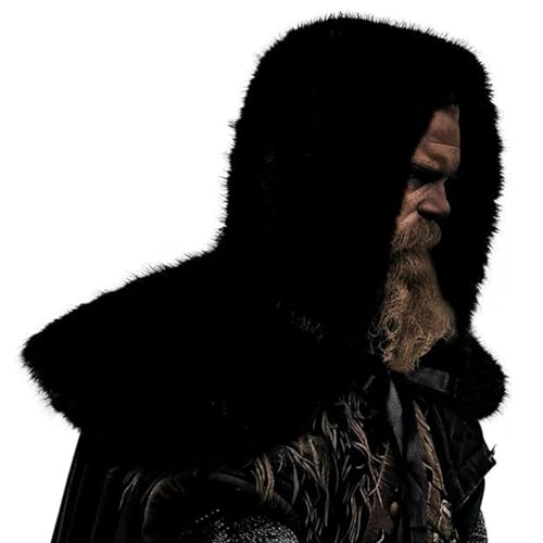 Costume de guerrier viking noir avec col ruban ajustable