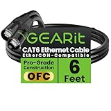 GEARit Shielded CAT6 Ethercon Cable (6 Feet) Professional Audio & Lighting RJ45 EtherCON-Compatible Cable for Studio, Stage, Concerts - 6ft Black