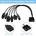 ELFJMZP Molex to 4 Pin Fan Cable 12V Full Speed PC Fan Power Splitter, 6PCS 4-Pin Adapter for ATX PSU Case Cooling 30cm/11.8in (1 to 6)