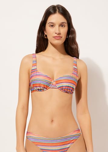 Woman's Balconette Swimsuit Top Colorful Stripes2