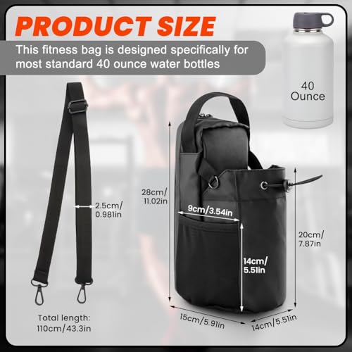 Magnetic Gym Bag Water Bottle Carrier Holder with Phone Pockets & Shoulder Strap,Magnets Gym Bottles Pouch Sleeve,for 40 oz-Bottle,for Fitness,Travel,Sports2