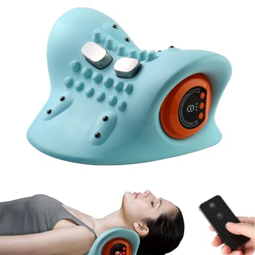 Hugterra Neck Massager, Neck and Shoulder Massager with Heat, Portable Shiatsu Massage Pillow, Cervical Traction Device for Back, Neck and Shoulder
