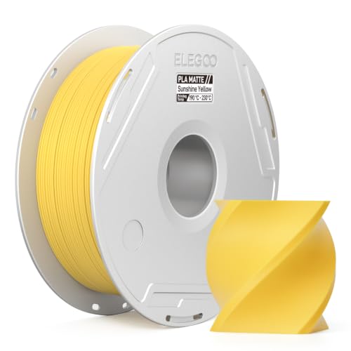 Image of ELEGOO Matte PLA 3D Printer Filament with Reusable Spool,1.75 mm Printing Filament Sunny Yellow 1 kg, Dimensional Accuracy + /- 0.02 mm, Compatible with Most 3D Printers