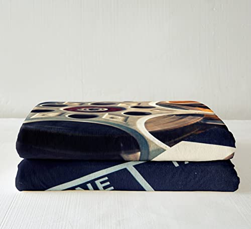 Movie Theater Theme Throw Blanket Vintage Film Clapper Theme Fleece Blanket For Kids Child Boys Girls,Filmstrip Printed Blanket Retro Cinema Fuzzy Blanket 40"X50",Cinema Scenes Movie Theater Decor #TOP2