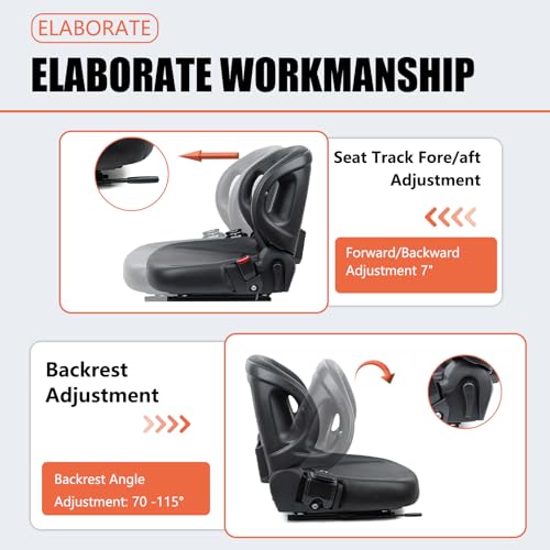 Image of Universal Forklift Seat, Tractor Seat with Adjustable Angle Back,Micro Switch,Retractable Safety Belt for Toyota Forklift Aftermarket,Tractor,Excavator, Skid Loader,Backhoe, Dozer, Telehandler