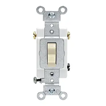 Leviton 20 Amp, 120/277 Volt, Toggle 3-Way AC Quiet Switch, Commercial Grade, Grounding, CSB3-20I, Ivory