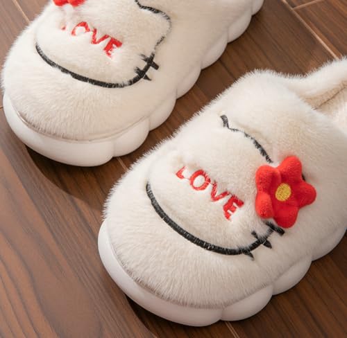 Women's Cute Cat Warm Plush Comfortable Indoor Anti slip Home Thick Sole Winter Soft Cotton Slippers Indoor/Outdoor4