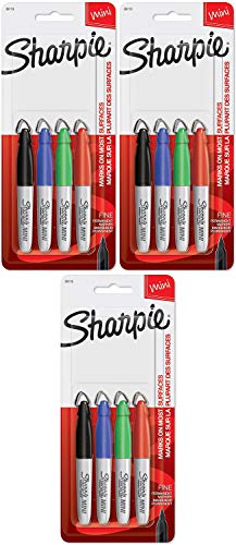 Sharpie Mini Permanent Markers, Fine Point, Assorted Colors, 4 Count - 35113PP Pack of 3