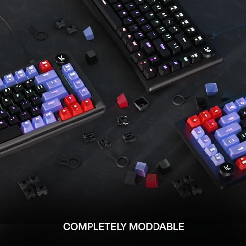 Image of Kreo Hive Anti-ghosting Gaming Keyboard | 75% Tenkeyless Wired Mechanical Keyboard with White LED Backlight Red Switches & 3 Colour Key Caps | Detachable USB C Cable BP (White Backlight, Red Switch)