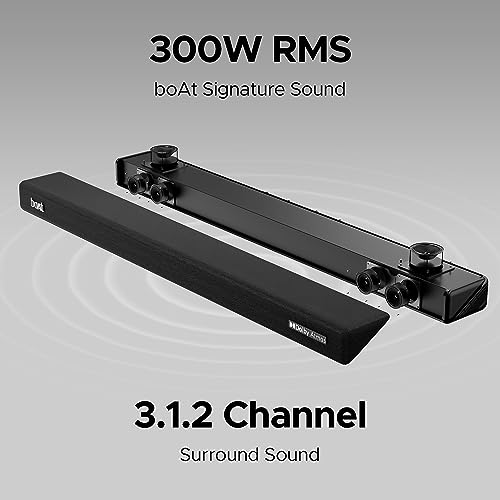 Image of boAt Aavante Bar 4100DA, Dolby Atmos 3D Cinematic Sound,300W Signature Sound,3.1.2 CH,Multi-Connectivity & EQ Modes, Remote Control, Bluetooth Sound Bar, Home Theatre Soundbar Speaker (Premium Black)