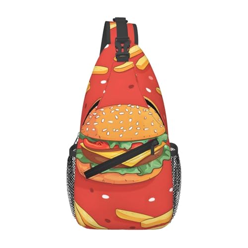 Bolsa Relief Rooster com alças ajustáveis na diagonal, Batatas fritas de hambúrguer, tamanho �nico