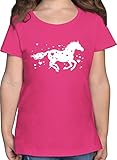 Tiermotiv Animal Print - Pferd mit Herzen - 152 (12/13 Jahre) - Fuchsia - Tshirt mädchen Pferde 146 - F131K - Mädchen Kinder T-Shirt