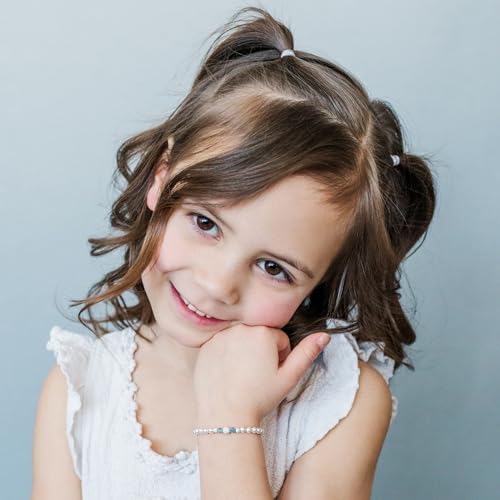 Cherished Moments Sterling Silver Bracelet for Newborn Baby Girls, Toddlers, Kids and Little Girls with High-End Simulated Pearls and Aqua Blue Crystals2