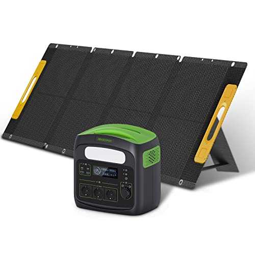 NECESPOW Tragbare Powerstation mit Faltbare Tragbare Solarpanel, 576Wh Solargenerator mit 230V/700W AC Steckdosen, LiFePO4 Batterien, 120W Solarmodule für Camping, RV, Stromausfälle, Outdoor Cover