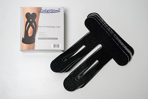 Image of 20 Pack Precut Kinesiology Tape - Black Athletic Tape, Waterproof Elastic Sports Tape, Latex Free Breathable Muscle & Joint Support for Running, Sports & Recovery by GolgiStim