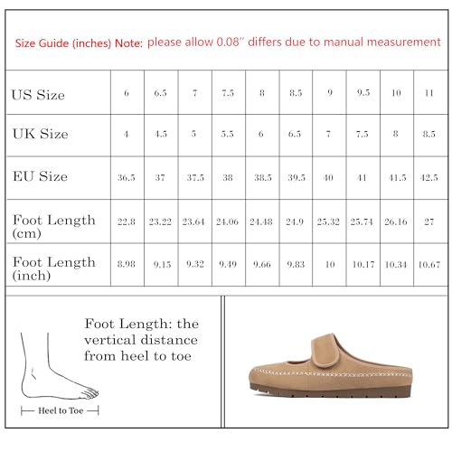QIY Tan Mules for Women Camel Suede Womens Clogs Slippers Mary Jane Flats Slides Slip on Walking Office Shoes Dressy Casual Business Size 7.5 by QIY - Image 7