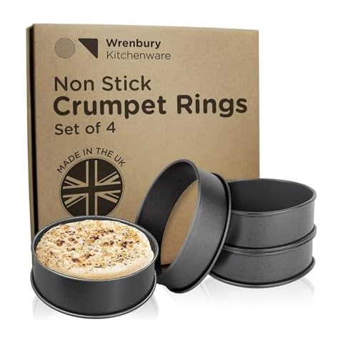 Wrenbury Crumpet Rings Nonstick 3.5 inch - English Muffin Rings - Set of 4 Food Ring Molds for Cooking – Metal Baking Egg Ring Set - Made in England Cover