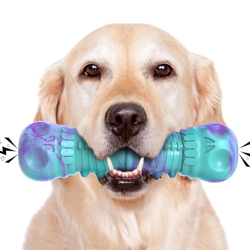 HETOO Hundespielzeug Kauspielzeug Hund,Unzerstörbares Kauwurzel Hundespielzeug, Spielzeug Hunde für große/mittelgroße Hunde, Quietschspielzeug aus Gummi, Reinigt Zähne und Zahnfleisch Dog Chew Toy