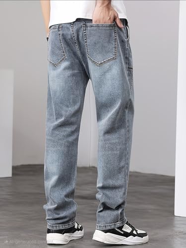 Image of URBAN POCKETS Streetwear Jeans for Men | Stylish Denim Jeans | Relaxed Wide Leg | Baggy Fit | Unique Stitch (U-25-U28)
