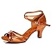 SWDZM Scarpe da Ballo Latino Donna Scarpe da Ballo in Raso Standard Ballroom Salsa Pratica Scarpe da Ballo, Tacco-2.36'',Marrone, 4.5UK/38 EU/24CM