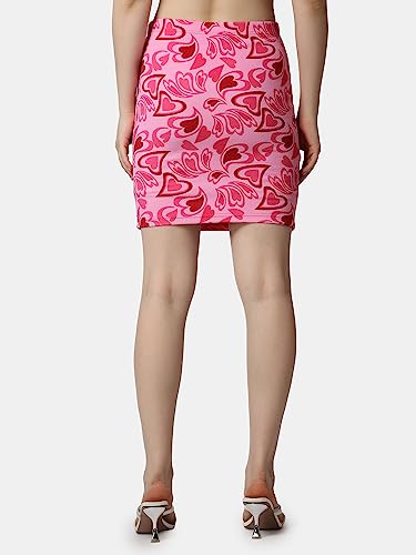 Image of POPWINGS Women Casual Pencil Slit Printed Skirt for Women | Summer Skirt for Women | Concert Slit Short Skit for Women
