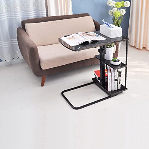 Escritorio de pie móvil, mesita de Noche médica Ajustable con inclinación sobre la Cama con Ruedas, Escritorio para computadora portátil/Bandeja de Comida, Mesa Auxiliar para sofá,Negro