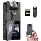 Hoestr A32 128GB Body Camera, Portable Body Cam with 180° Rotatable Lens and Motion Detection, 1080P Camcorder with Audio and Video Recording for Outdoors Sports Police Delivery Cycling Helmet