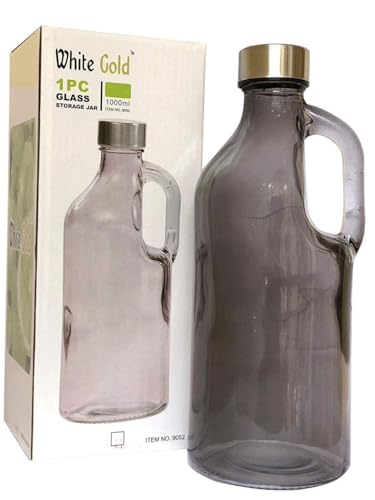 Image of Italian Tempered Glass Milk Bottle Water Bottle with Air Tight Round Cap Freeze Safe 1100 ML (Assorted Color), Pack of 1 (9052 BOTTLE) (6)