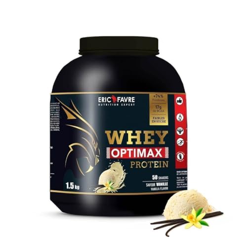 Eric Favre Whey Optimax Vanille – Whey-Protein (1,5 kg) Mit 22g Protein, 1g Zucker, BCAAs & Aminosäuren Für Muskelaufbau & Fettabbau
