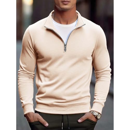 Men's Quarter Zip Knit Sweater Winter Casual Long Sleeve Soft Pullover Stand Collar Warm Jumper Top3