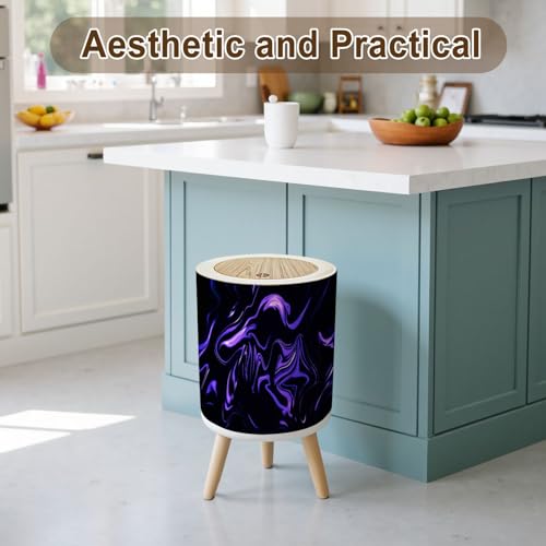 Caneca de basura con tapa, 7L, color azul violeta miniatura 3
