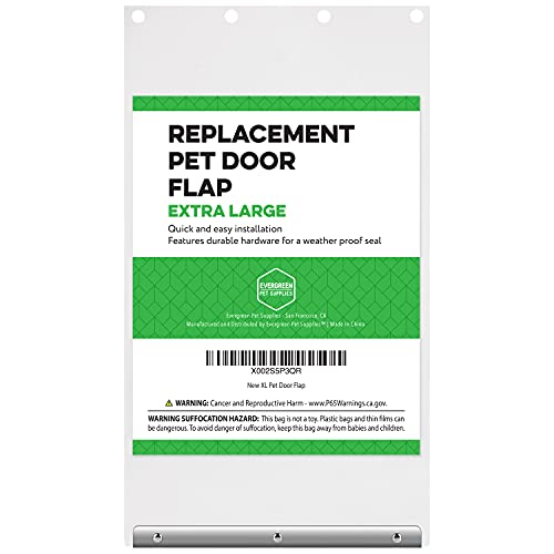 Evergreen Pet Supplies - Weatherproof Xl Replacement Dog Door Flap - 9.75X17 In - Fit For Large Pets (Up To 90 Lbs) - Compatible With Ideal Ruff Weather Dog Door Model Dsrwxl #TOP6